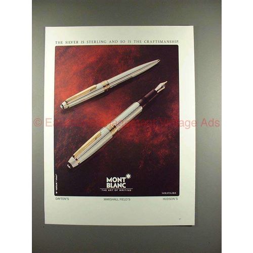 1992 Montblanc Solitaire Pen Ad, Sterling Craftsmanship