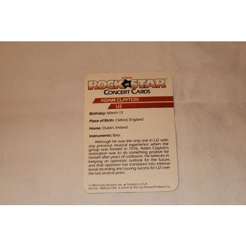 Adam Clayton 1985 A.G.I. Rock Star Concert Cards NO. 66