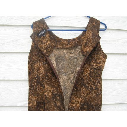 Womens Studio I Dress 10 Brown Tan Black Sleeveless A Style