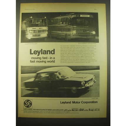 1966 Leyland 32 Ton Truck, Bus and Triumph 2000 Ad - Leyland moving fast