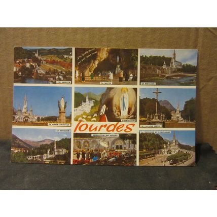 LOURDES, FRANCE multiview unused vintage postcard 9 views =