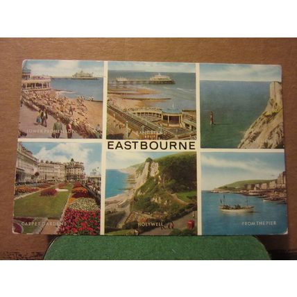 EASTBOURNE, multiview used postcard.by J. Salmon 1988 pm #