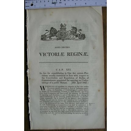 1847 Act of Parliament: Commissioners Public Works