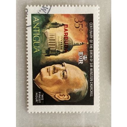 Barbuda 1974 QEII Winston Churchill Birth 35c His Finest Hour Used SG 199 stamp