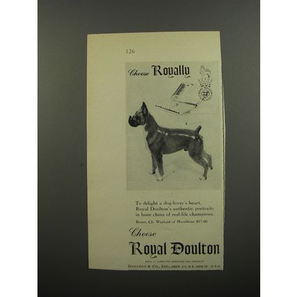 1953 Royal Doulton Boxer Porcelain Figurine Advertisement - Choose Royally