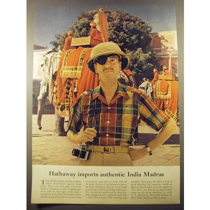 1954 Hathaway Shirts Ad - Hathaway imports authentic India Madras