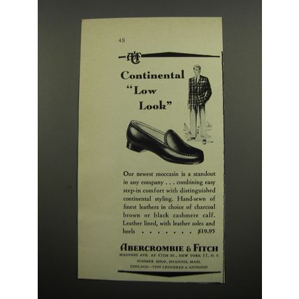 1955 Abercrombie & Fitch Shoes Ad - Continental Low Look