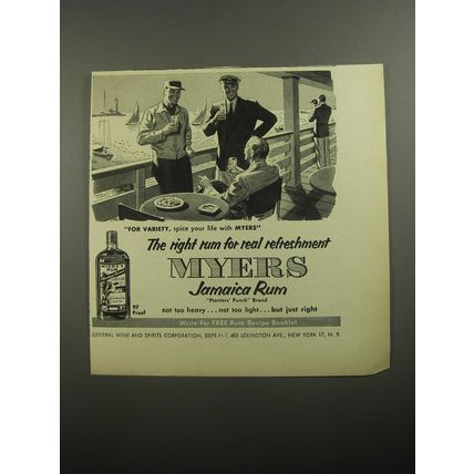 1956 Myers Rum Advertisement