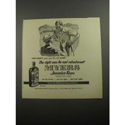 1956 Myers Rum Advertisement - For Variety, spice your life with Myers