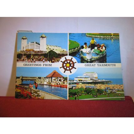 GREAT YARMOUTH, NORFOLK multiview used postcard Sapphire card 1979 pm =