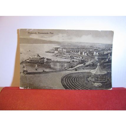PROMENADE PIER, PLYMOUTH, DEVON used antique postcard RP 1927 pm =