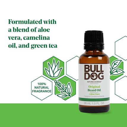 Bulldog Mens Skincare and Grooming Original Beard Oil with Aloe-1 OZ.-NEW-FAST