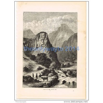 VIEW ON THE RIVER ARC, FRANCE, BOOK ILLUSTRATION, 1880