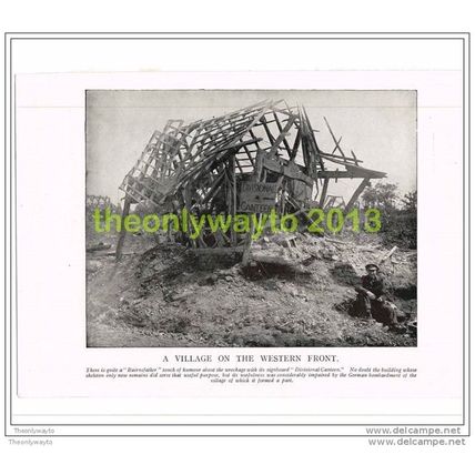VILLAGE ON WESTERN FRONT (DIVISIONAL CANTEEN), PHOTO BOOK ILLUSTRATION c1914
