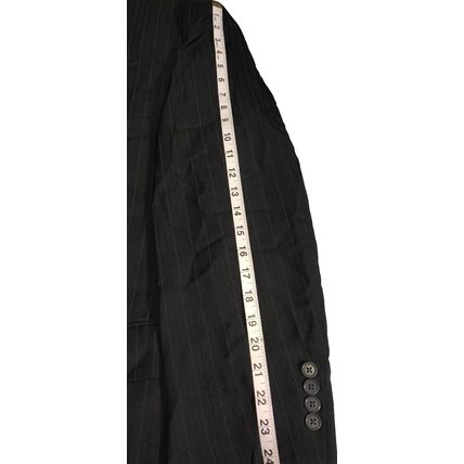 Angelo Rossi Mens Sports Coat Black Striped Inner Pockets Button Sleeve