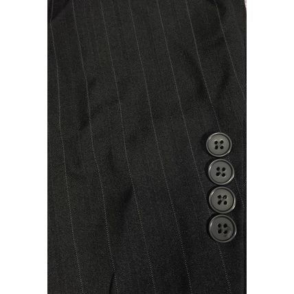 Angelo Rossi Mens Sports Coat Black Striped Inner Pockets Button Sleeve
