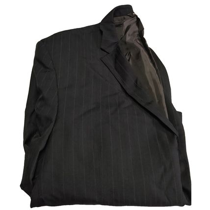 Angelo Rossi Mens Sports Coat Black Striped Inner Pockets Button Sleeve
