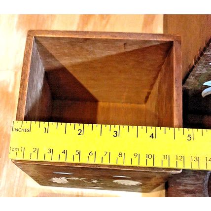 Vintage Japan Canister Box Wood Brown Lot Of 3 Square Imperial Fighting Roosters