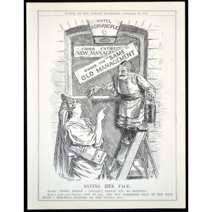 SAVING HER FACE 1913 Frederick Henry Townsend - Turkey PUNCH CARTOON PAGE