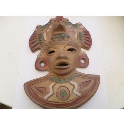 Vintage - Mayan - Mexico - Terracotta - Mask/Wall Hanging- 1980`S - Approx. 28cm