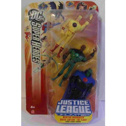 JUSTICE LEAGUE UNLIMITED 3 PK FLASH * MARTIAN MANHUNTER * GREEN LANTERN (2006)