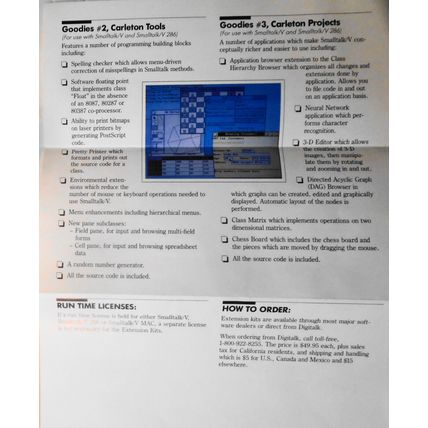Smalltalk V by Digitalk, Inc. - 4 original promo flyers, [1988]