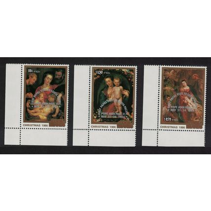 Cook Is. Visit of Pope Rubens Paintings Corners 1986 MNH SG#1085-1087