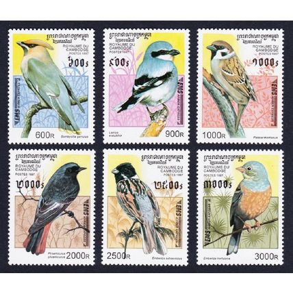 Cambodia Song Birds 6v 1997 MNH SG#E1624-E1629 MI#684-689 Sc#1598-1603