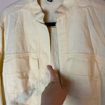 Ellen Tracy Women's Linen Blend Jacket Yellow Sz 14 Zip Up Snap Button Wristlets