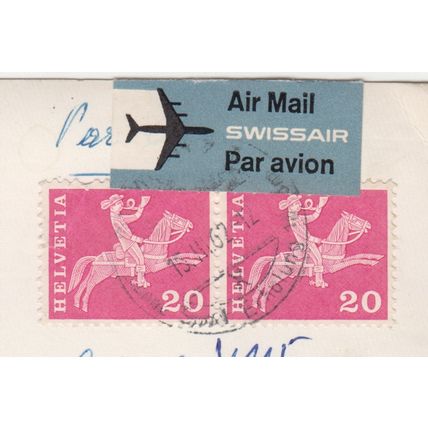 AIR MAIL etiquette on cover - SWISSAIR - 1962 - gray colour