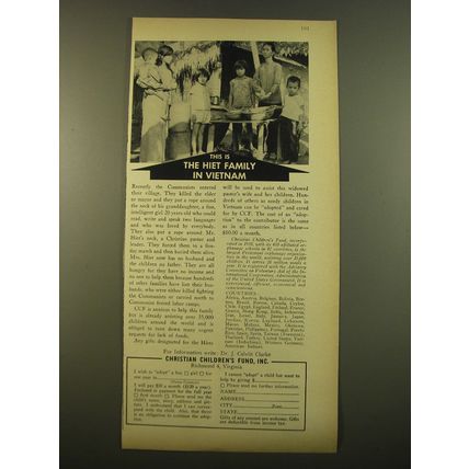 1961 Christian Children's Fund Ad - This is The Hiet Family in Vietnam