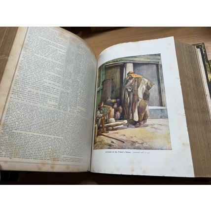 c1880s HEAVY ANTIQUE FAMILY HOLY BIBLE 5.7kg BOOK & BRASS CLASPS (EV9)