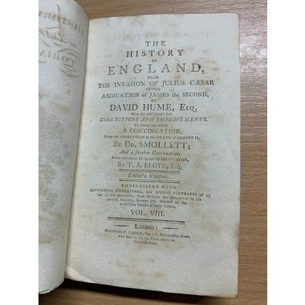 RARE* 1790 "HISTORY OF ENGLAND" T A LLOYD VOL 8 SMALL ANTIQUE BOOK (P3)