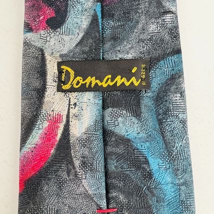 Domani Gray Blue Black Necktie Tie
