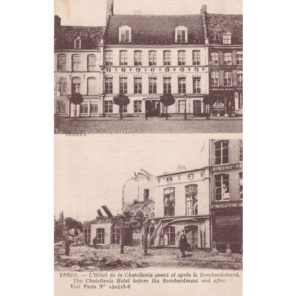 Ypres L'Hotel De La Chatellenie WW1 Bomb Damage Belgium Postcard