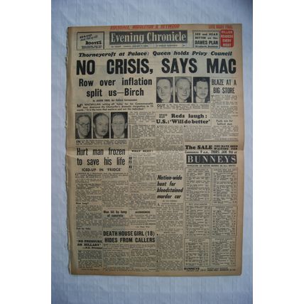 1958 Rochdale Middleton Heywood Evening Chronicle No. 18,829 No Crisis, Says Mac