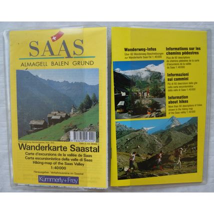 1994 Kummerly & Frey Hiking Map of the Saas Valley 1:40 000