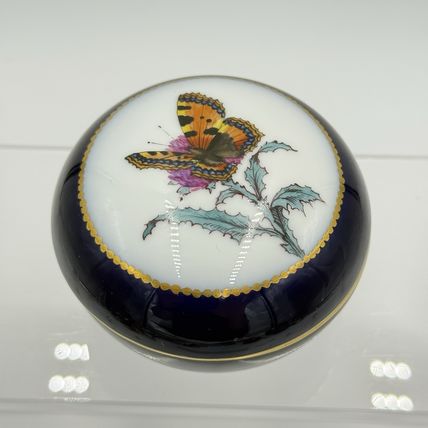 Antique Nymphenburg porcelain trinket Box monarch butterfly 1699 #3 Lidded Dish