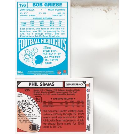 BOB GRIESE & PHIL SIMMS AUTO 2012 DOLPHINS & GIANTS HOF SB CHAMPION QUARTERBACKS