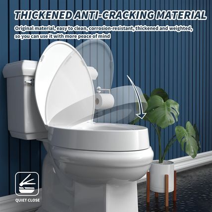 ELONGATED Toilet Seat Risers for Seniors, Slow Close, Elevated Toilet Seat, Heav