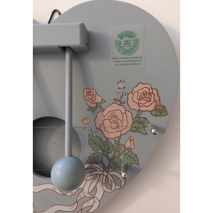 BLUE HEART SHAPED DOOR HARP with FLORAL ROSE & RIBBON DESIGN