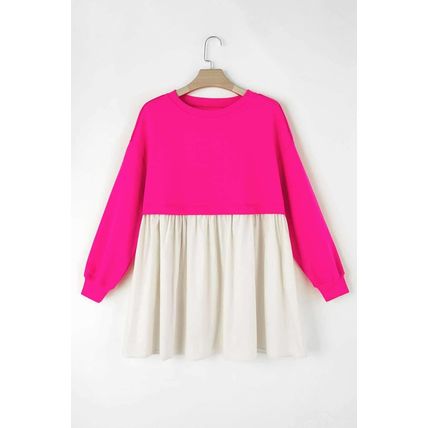 Rose Red Sweatshirt Poplin Mini Dress