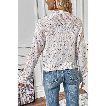White Multicolor Confetti Sweater Cardigan