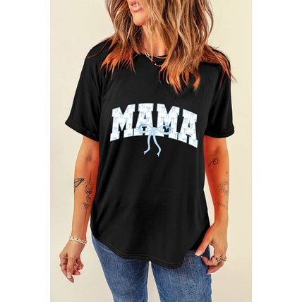 Black Bow MAMA Graphic Loose Tee
