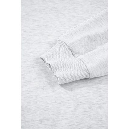 Light Grey Lace Patchwork Raglan Sleeve Crew Neck Sweatshirt