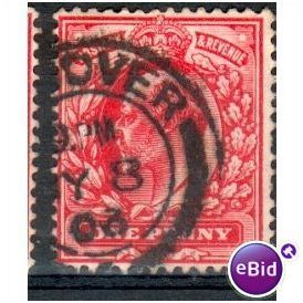 GB stamps 1902-10 KEV11 - 1d SG219 Dover 1