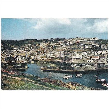Mevagissey, Cornwall - view from hill - lovely 1960s Dixon postcard