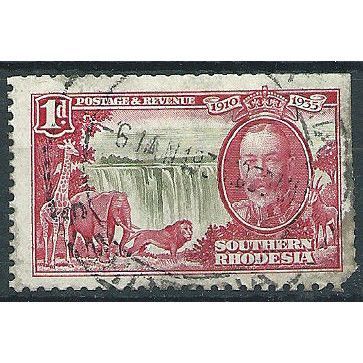 Southern Rhodesia 1935 SG31 1d Chocolate & Rose-Carmine Good Used Filler ... .