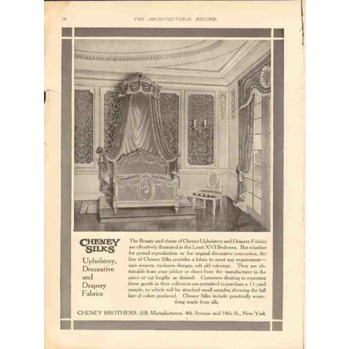 cheney brothers 1913 louis xvi bedroom upholstery drapery vintage ad