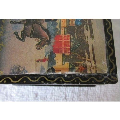 Imitation Russian Miniature Laquer Box Troika Three Horse Sleigh Winter Scene